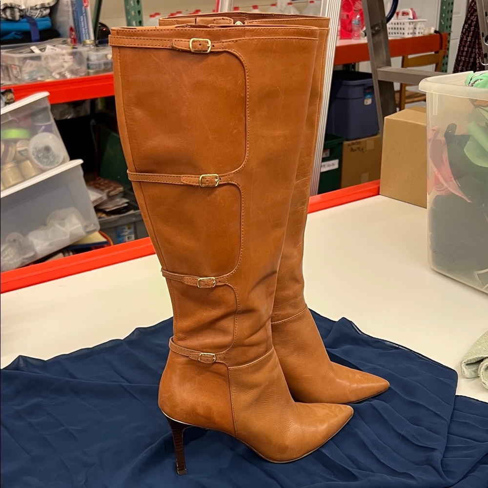 Elegant Vallerie Tan Knee-High Boots